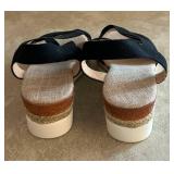 DR - Women's Wedge Sandals - Black Straps & Jute Platform - Size 40