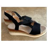 DR - Women's Wedge Sandals - Black Straps & Jute Platform - Size 40