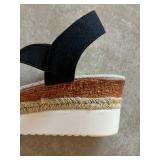 DR - Women's Wedge Sandals - Black Straps & Jute Platform - Size 40