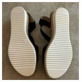 DR - Women's Wedge Sandals - Black Straps & Jute Platform - Size 40