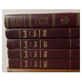 LL - Vintage Leather Encyclopedia Britannica Books and World Atlas with Bookcase