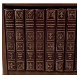 LL - Vintage Leather Encyclopedia Britannica Books and World Atlas with Bookcase