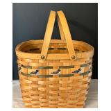 DR - Wicker Basket with Duck Motif & Wood Handles - 14-in Tall