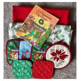 Round Table Linens - 6 Hot Pads & A Chipmunk Christmas Book