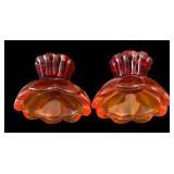 DR - Laughlin Dish & Amberina Candle Holders