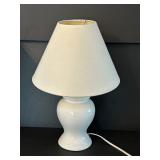 DR - White Ceramic Table Lamp 15 in H with Linen Shade