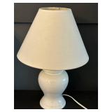 DR - White Ceramic Table Lamp 15 in H with Linen Shade