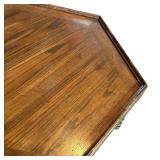 G - Vintage Hexagonal Coffee Table - 44 In Diameter, 17.5 In Tall, Dark Wood