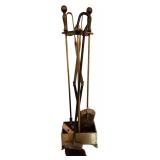 Fireplace Tools Set - 4-Piece with Brass Stand