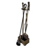 Fireplace Tools Set - 4-Piece with Brass Stand