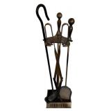 Fireplace Tools Set - 4-Piece with Brass Stand