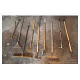 G - Assorted Tools - Rake, Shovel, Pitchfork, Broom & More
