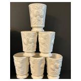 DR - Vintage Pitcher & Tumblers Set - Grapevine Embossed Ceramic