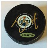 Laurent Brossit Autographed Edmonton Oilers Hockey Puck w/ UD COA Laurent Brossit Autographed Edmonton Oilers Hockey Puck w/ UD COA