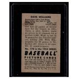1952 Bowman Dave Williams #178 Vintage Baseball Card 1952 Bowman Dave Williams #178 Vintage Baseball Card