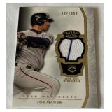 Joe Mauer Game Used Relic /399 2013 Topps Tier One #TOR0JM Numbered 337/399 Minnesota Twins Baseball Card Joe Mauer Game Used Relic /399 2013 Topps Tier One #TOR0JM Numbered 337/399 Minnesota Twins Baseball Card