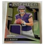 JJ McCarthy RC Relic 2024 PrizmPremier Jerseys #PJ-JJM Minneosta Vikings Rookie Football Card JJ McCarthy RC Relic 2024 PrizmPremier Jerseys #PJ-JJM Minneosta Vikings Rookie Football Card