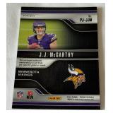 JJ McCarthy RC Relic 2024 PrizmPremier Jerseys #PJ-JJM Minneosta Vikings Rookie Football Card JJ McCarthy RC Relic 2024 PrizmPremier Jerseys #PJ-JJM Minneosta Vikings Rookie Football Card
