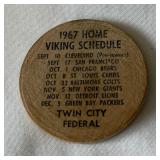 1967 Minnesota Vikings and University of Minnesota Vintage Token Schedule 1967 Minnesota Vikings and University of Minnesota Vintage Token Schedule