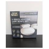 NEW THYME & TABLE 3-PIECE NESTING LOW BOWL SET MADE OF DURABLE STONEWARE