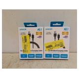 (2) NEW ANKOR DURABLE BRAIDED USB CHARGING CABLE
