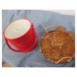 Basket of glasses, wood figure and ... Basket of glasses, wood figure and ...