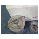 2 Coolers and vintage stoneware... 2 Coolers and vintage stoneware...