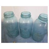 3 Large blue Ball mason jars... 3 Large blue Ball mason jars...