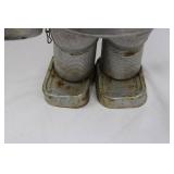 Tin Can Robot Sculpture - Vintage Metal Art Figurine with Chain ~20'