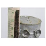 Tin Can Robot Sculpture - Vintage Metal Art Figurine with Chain ~20'