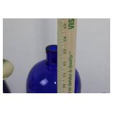 Vintage whiskey decanters: Jack Daniel's, Old Fitzgerald, cobalt blue (Lot of 5) (EMPTY)