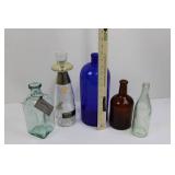 Vintage whiskey decanters: Jack Daniel's, Old Fitzgerald, cobalt blue (Lot of 5) (EMPTY)