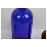 Vintage whiskey decanters: Jack Daniel's, Old Fitzgerald, cobalt blue (Lot of 5) (EMPTY)