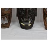 Hand-Carved Demon Masks - 3 Wooden Masks for Display Approximately 12'Tall