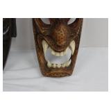 Hand-Carved Demon Masks - 3 Wooden Masks for Display Approximately 12'Tall