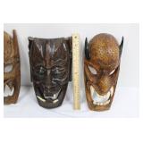 Hand-Carved Demon Masks - 3 Wooden Masks for Display Approximately 12'Tall