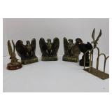 Solid Brass Eagle Figurines Set - 4 Large Eagles & Arch Stand & Wood Base - Taiwan Approximately 7' Tall
