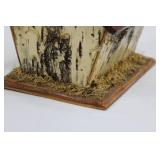Birdhouse - Birch Bark Cottage Style with Yellow Finch Figurine 8'L x 8'W x 7'H