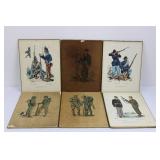 Vintage US Army Infantry Set - 6 Antique Military Wall Decor (1814-1950) 12' x 9'