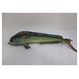 Decorative Painted Wooden Fish Sculpture - Green/Blue Speckled Display Model 33'L