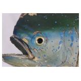 Decorative Painted Wooden Fish Sculpture - Green/Blue Speckled Display Model 33'L