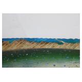 Decorative Painted Wooden Fish Sculpture - Green/Blue Speckled Display Model 33'L