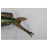Decorative Painted Wooden Fish Sculpture - Green/Blue Speckled Display Model 33'L