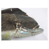 Decorative Painted Wooden Fish Sculpture - Green/Blue Speckled Display Model 33'L