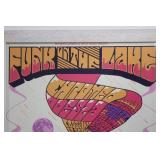 Framed Psychedelic Poster Art - Colorful Landscape with Stylized Figure 26.5' x 20.5'