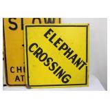 Vintage Road Signs - STOP Sign, Elephant Crossing, No Parking This Side (Lot of 5) Various Sizes
