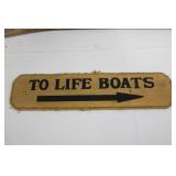 Vintage Nautical 3-Tier Wall Shelf with Oar Accent and To Life Boats Sign