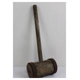Carpenter's Mallet - Vintage Wooden Mallet with Iron Ferrules 26.5' Tall