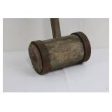 Carpenter's Mallet - Vintage Wooden Mallet with Iron Ferrules 26.5' Tall