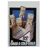 Coors Extra Gold Draft Poster Sign - Grab A Cold Gold Vintage Beer Ad 23'Tall